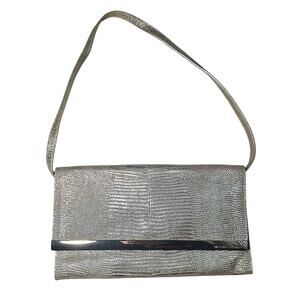 MICHAEL Michael Kors Gold Python Effect Leather Lana Flap Clutch Shoulder Bag